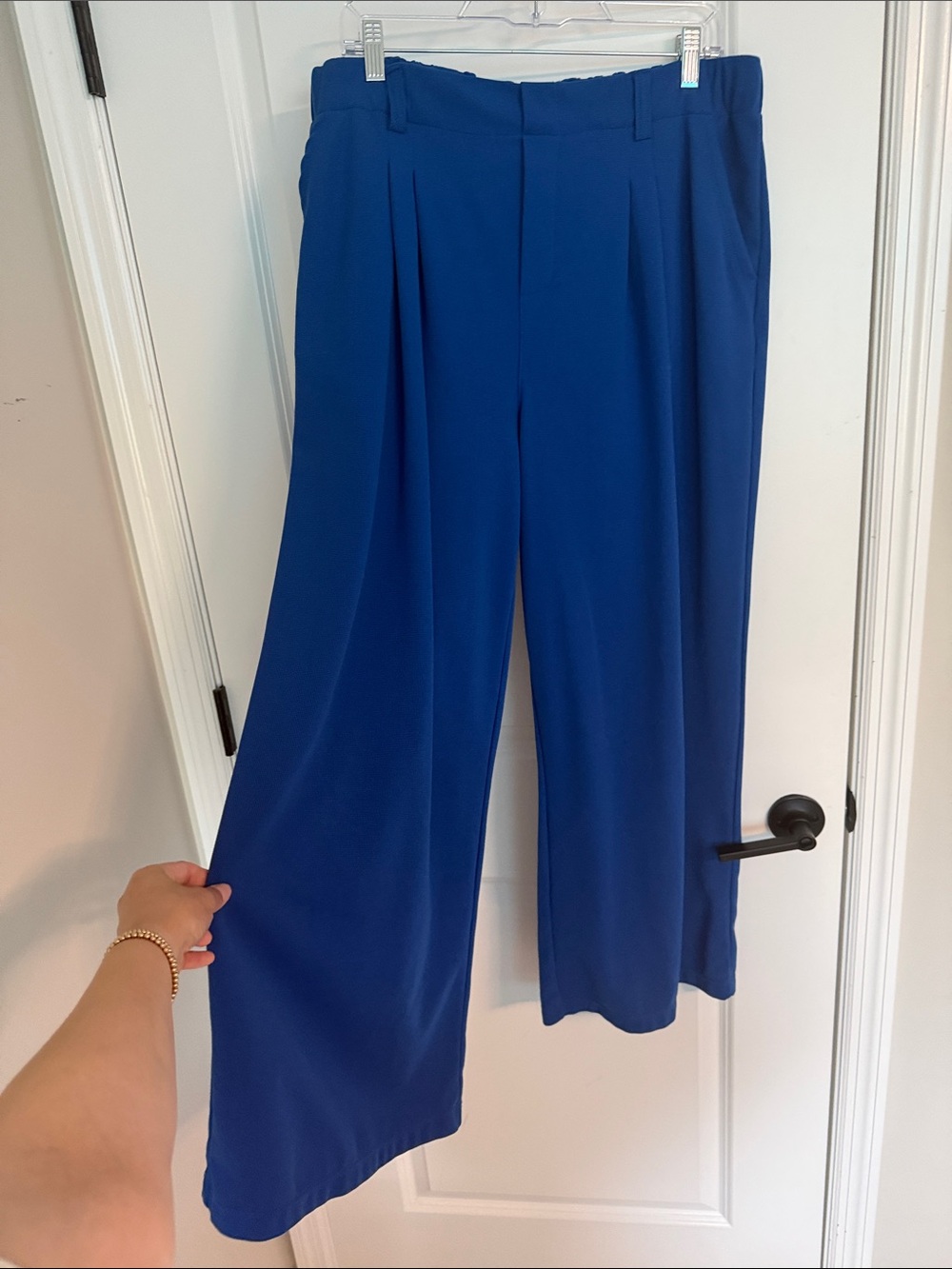 HALARA Waffle Wide Leg Women's Trousers in Royal Blue